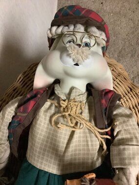 Vintage House of Lloyd Floyd Bunny Ceramic Fabric Christmas Shelf Sitter